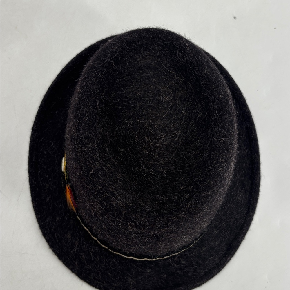 Vintage 60s Hipster Streetwear Embellished  Feathers Merino Wool Fur Fedora Hat - Picture 9 of 16